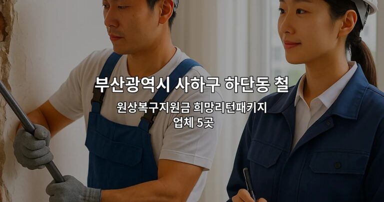 부산광역시 사하구 하단동 철거지원금 원상복구지원금 희망리턴패키지 업체 5곳
