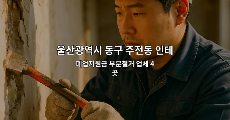울산광역시 동구 주전동 인테리어철거 폐업지원금 부분철거 업체 4곳