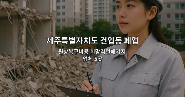제주특별자치도 건입동 폐업 원상복구비용 희망리턴패키지 업체 5곳