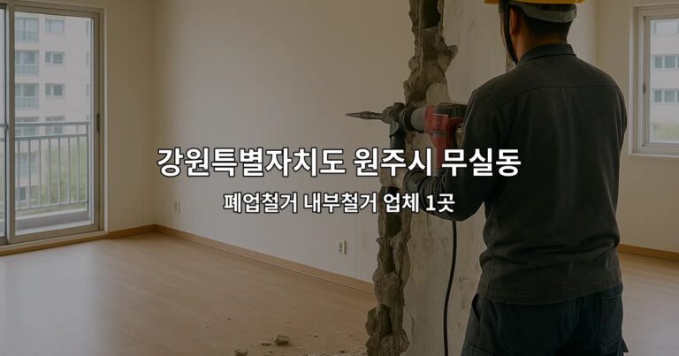 강원특별자치도 원주시 무실동 아파트인테리어철거 폐업철거 내부철거 업체 1곳