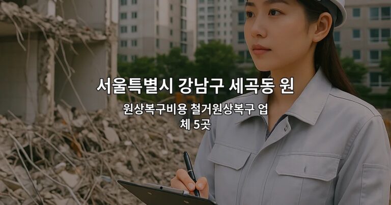 서울특별시 강남구 세곡동 원상복구철거 원상복구비용 철거원상복구 업체 5곳