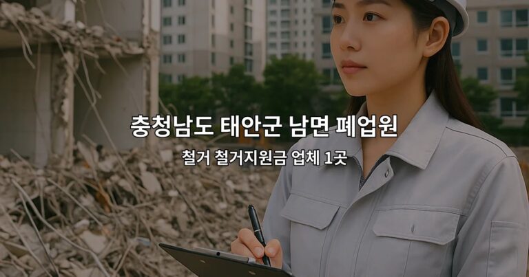충청남도 태안군 남면 폐업원상복구 철거 철거지원금 업체 1곳
