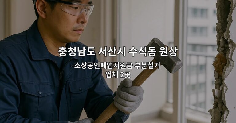 충청남도 서산시 수석동 원상복구지원금 소상공인폐업지원금 부분철거 업체 2곳