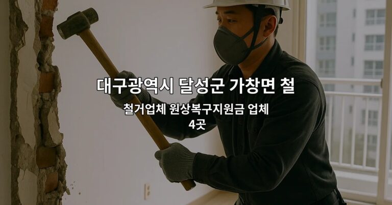 대구광역시 달성군 가창면 철거원상복구 철거업체 원상복구지원금 업체 4곳