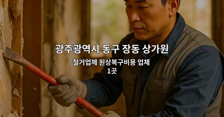광주광역시 동구 장동 상가원상복구업체 철거업체 원상복구비용 업체 1곳