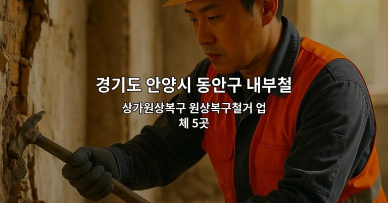 경기도 안양시 동안구 내부철거 상가원상복구 원상복구철거 업체 5곳