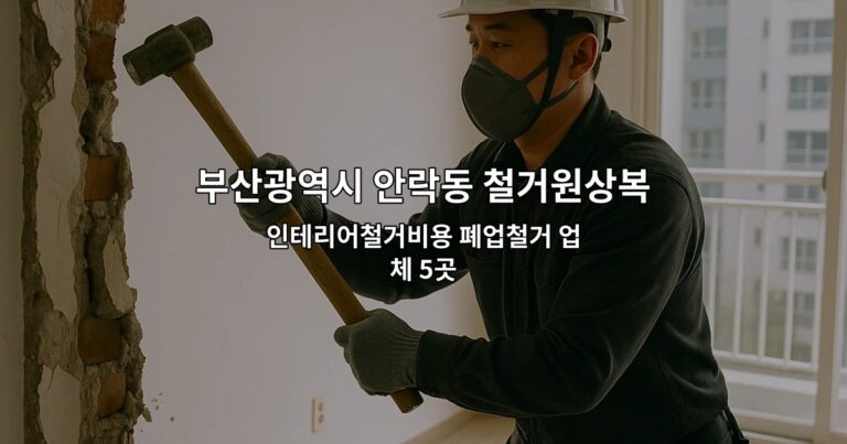 부산광역시 안락동 철거원상복구 인테리어철거비용 폐업철거 업체 5곳