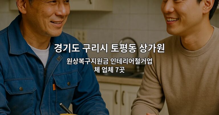 경기도 구리시 토평동 상가원상복구업체 원상복구지원금 인테리어철거업체 업체 7곳