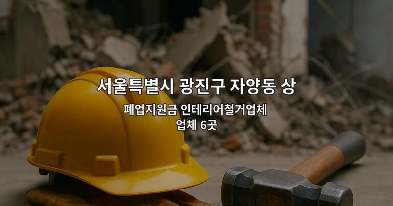 서울특별시 광진구 자양동 상가원상복구업체 폐업지원금 인테리어철거업체 업체 6곳