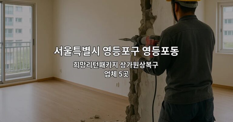 서울특별시 영등포구 영등포동 상가원상복구업체 희망리턴패키지 상가원상복구 업체 5곳