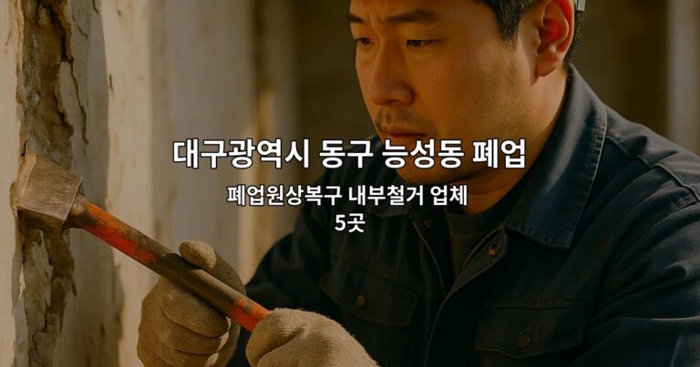 대구광역시 동구 능성동 폐업지원금 폐업원상복구 내부철거 업체 5곳