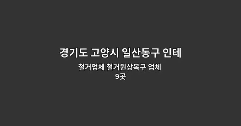 경기도 고양시 일산동구 인테리어철거 철거업체 철거원상복구 업체 9곳
