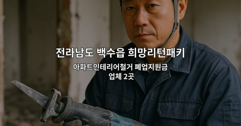 전라남도 백수읍 희망리턴패키지 아파트인테리어철거 폐업지원금 업체 2곳