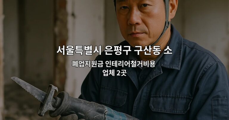 서울특별시 은평구 구산동 소상공인폐업지원금 폐업지원금 인테리어철거비용 업체 2곳