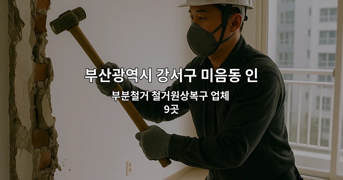부산광역시 강서구 미음동 인테리어철거 부분철거 철거원상복구 업체 9곳