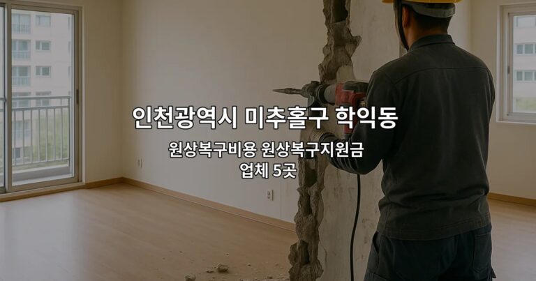 인천광역시 미추홀구 학익동 원상복구철거 원상복구비용 원상복구지원금 업체 5곳