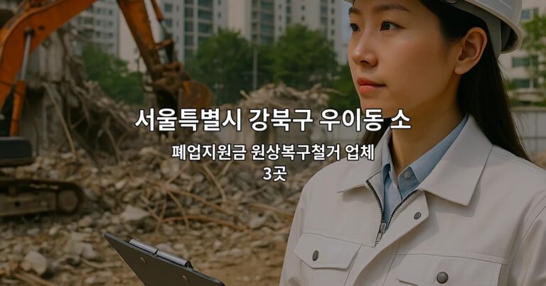 서울특별시 강북구 우이동 소상공인폐업지원금 폐업지원금 원상복구철거 업체 3곳