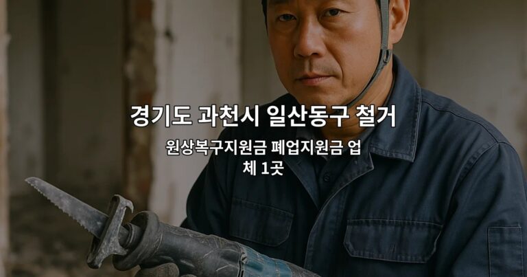 경기도 과천시 일산동구 철거견적 원상복구지원금 폐업지원금 업체 1곳