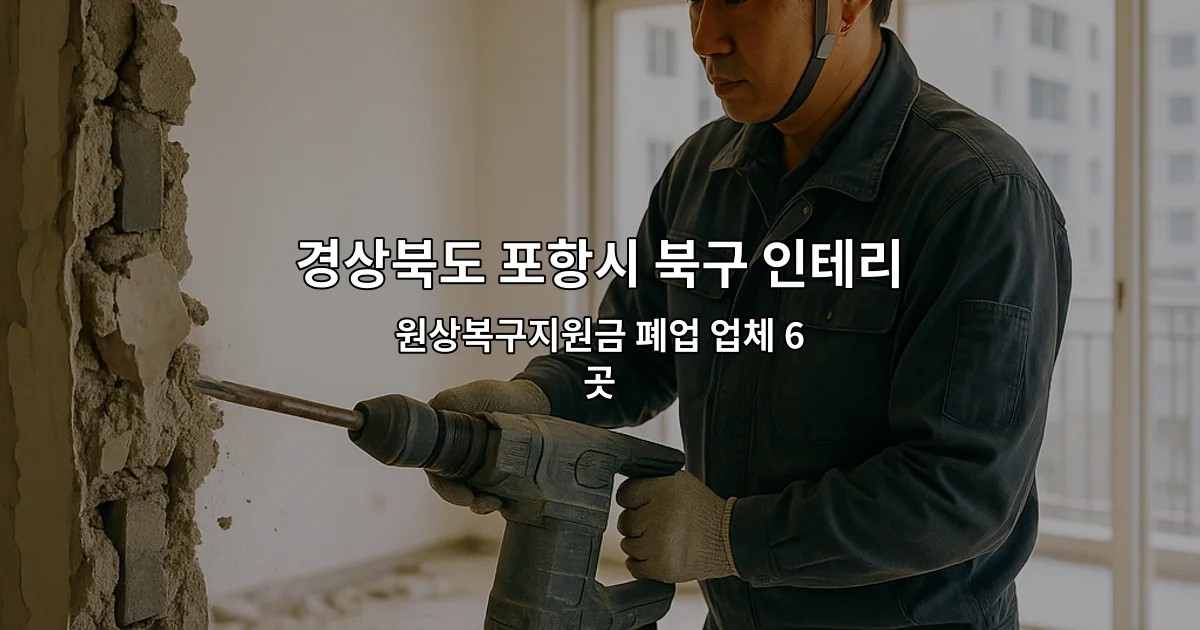 경상북도 포항시 북구 인테리어철거업체 원상복구지원금 폐업 업체 6곳