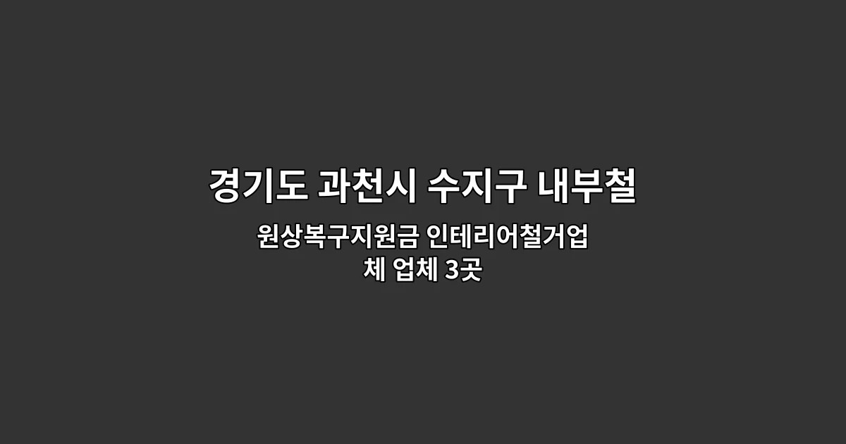 경기도 과천시 수지구 내부철거 원상복구지원금 인테리어철거업체 업체 3곳