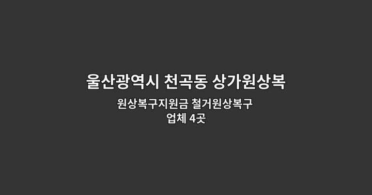울산광역시 천곡동 상가원상복구 원상복구지원금 철거원상복구 업체 4곳