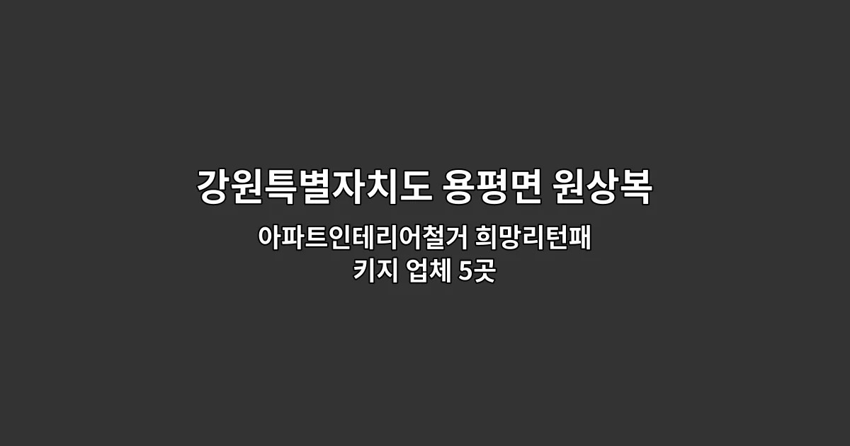 강원특별자치도 용평면 원상복구철거 아파트인테리어철거 희망리턴패키지 업체 5곳